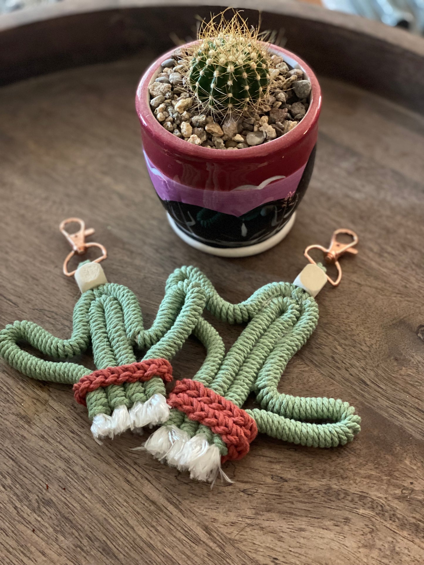 Cactus Macrame Keychain | Desert Boho Decor